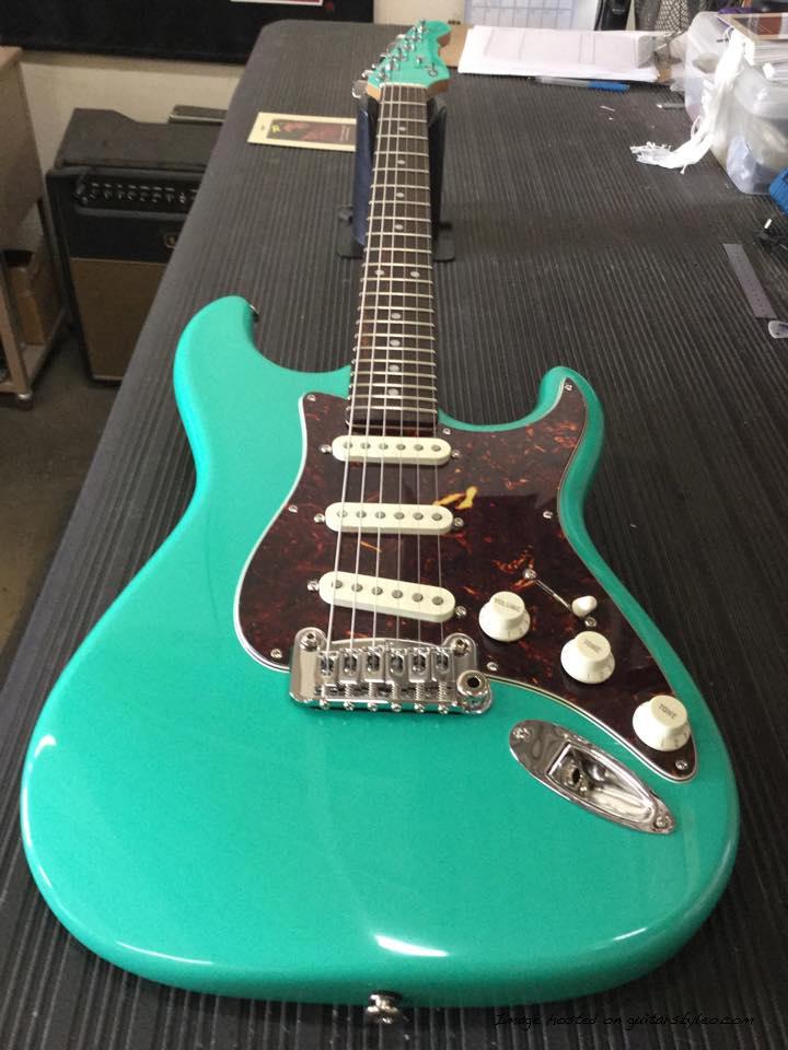 G&L Musical Instruments - Here's a Legacy in Lake Placid Blue, tortoise  guard, white covers and knobs, number 1a profile neck with rosewood board  and Vintage Tint Satin finish. CLF074128 is headed