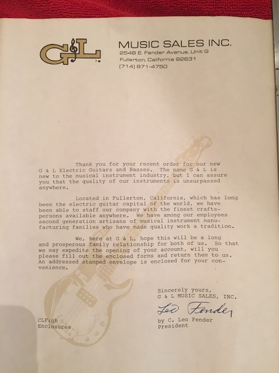 F-100 Prototype Leo Fender Letter 2