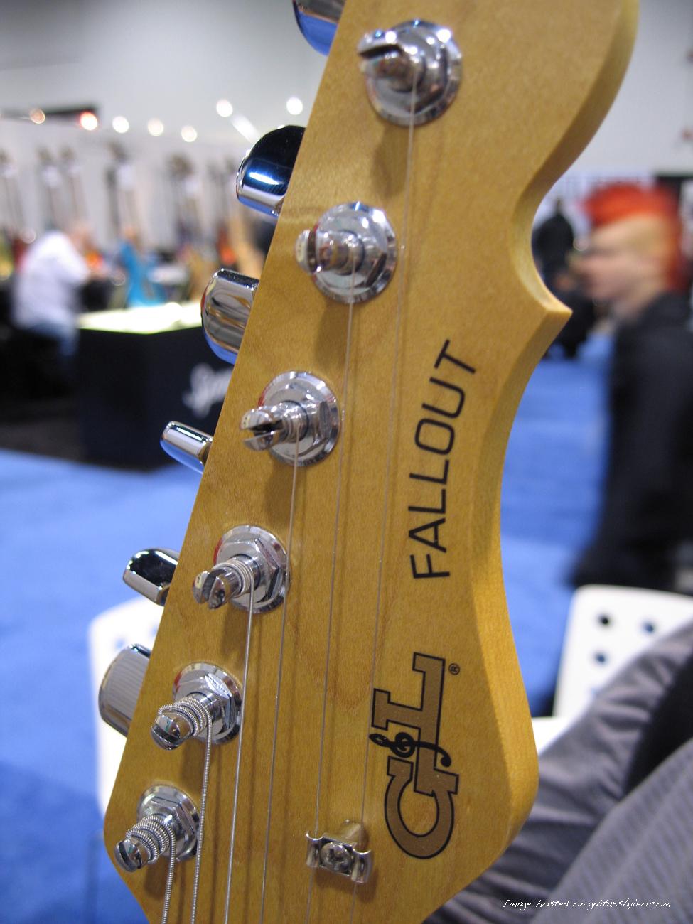 Closeup of Fallout headstock decal