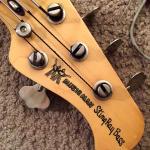 hand painted logo art on a prototype Stingray headstock.