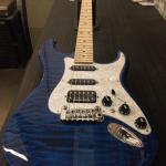 Legacy HSS in Clear Blue over quilt maple on swamp ash CLF1705001