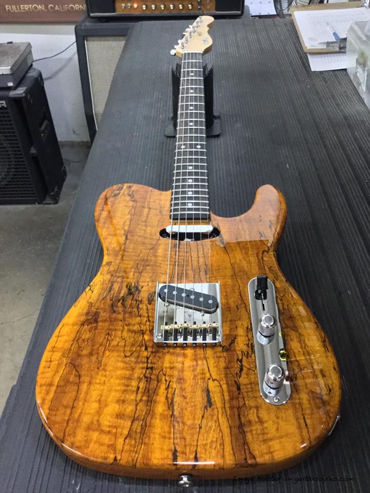 ASAT Classic Alnico in Honey over Spalted Maple on swamp ash with Caramel ebony board