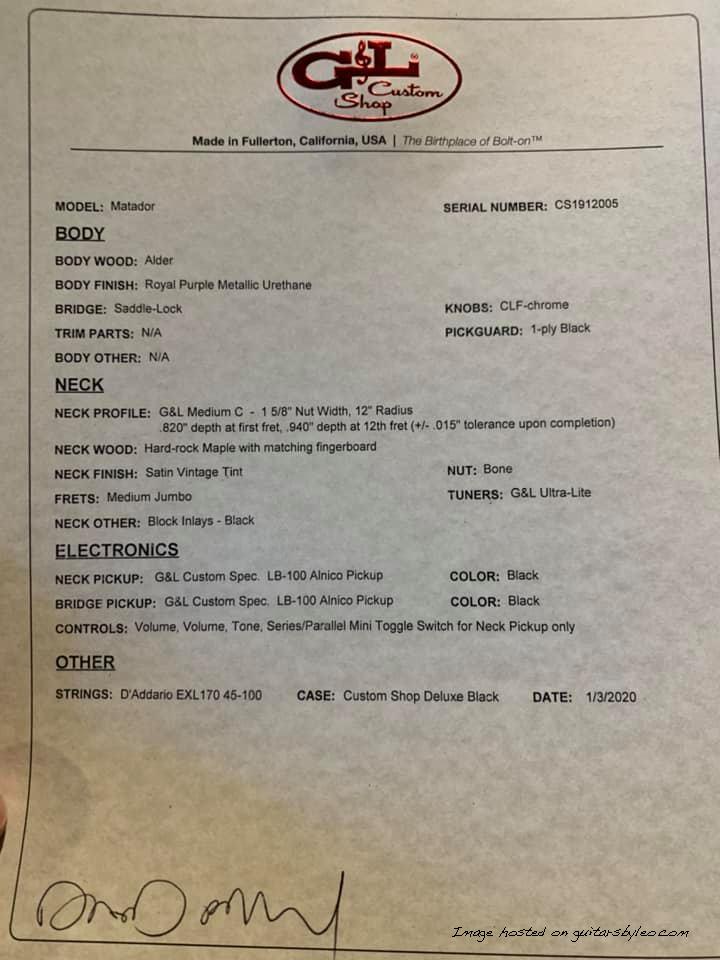 CS Matador Bass - CS1912005- Spec Sheet