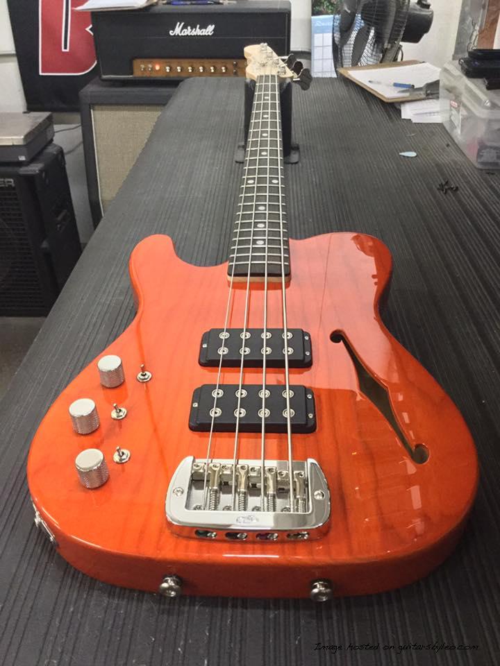 Lefty ASAT Bass SH in Clear Orange over Swamp Ash