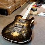 Custom Shop ASAT HH RMC in Black Burst over Buckeye Burl