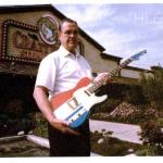 Dale Hyatt holding the Red White and Blue "Buck Owens Asat"