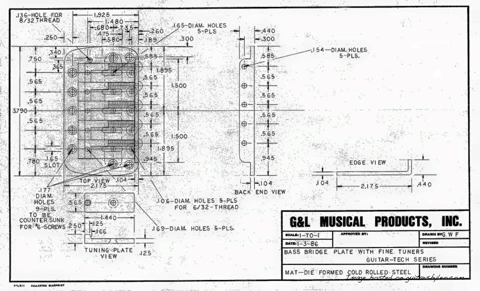 Bass Bridge Plate with Fine Tuners-blueprint