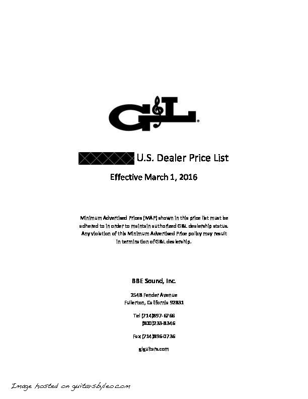 2016 March G&L USA price list-REDACTED