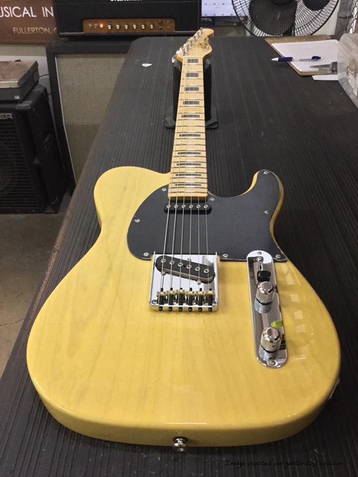 ASAT Classic in Butterscotch Blonde over swamp ash black block inlays