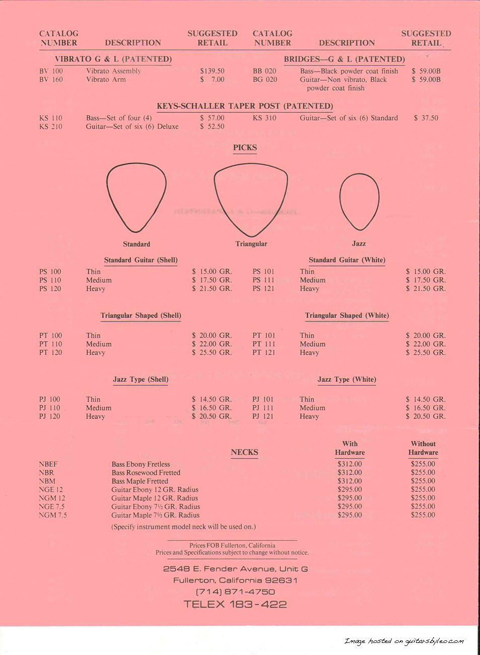 1-15-85 G&L Price List page 4