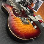 ASAT Classic Bluesboy in 3-Tone Sunburst over premium quilt maple on Empress body close up