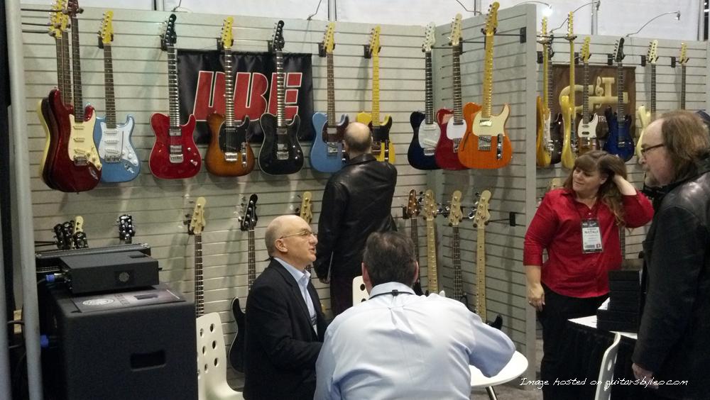 BBE/G&L booth - G&L Tribute Series models (left) and partial G&L USA models