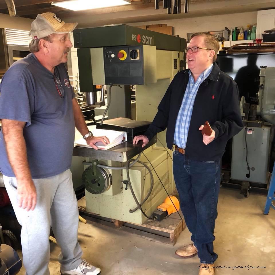 Our new friend Tom (on left) is a retired cabinet maker who once wanted to make guitars