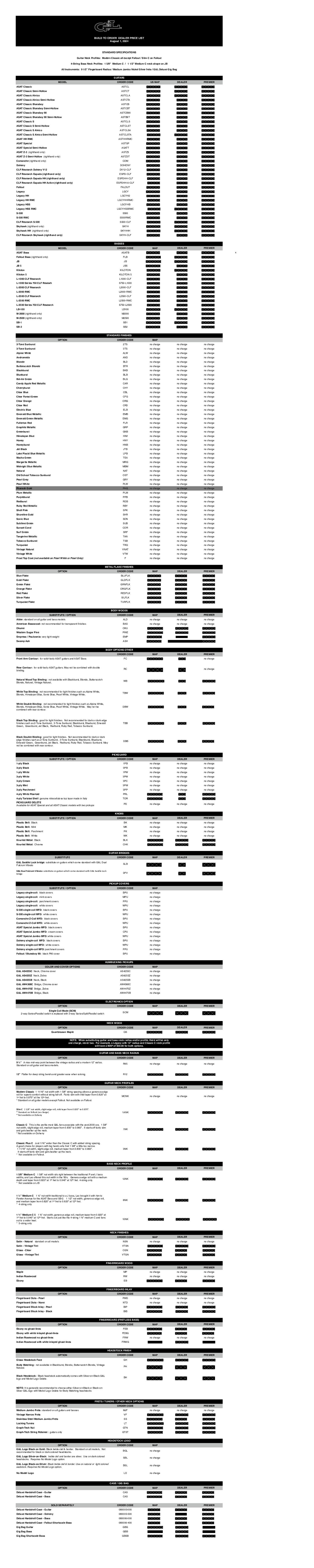 BUILD TO ORDER DEALER PRICE LIST-August 1, 2024-REDACTED