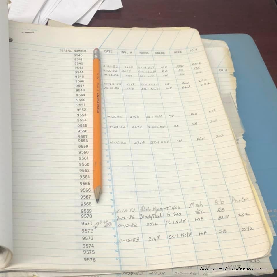 G&L Factory Log Book G009540-G009576