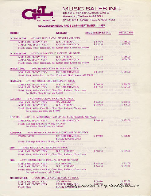 1985 Price List1