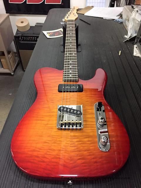 AC BB 90 in Cherryburst over quilt maple on swamp ash pickguard delete