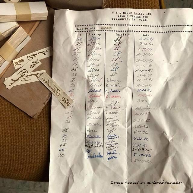 A pickup form for Leo Fender signature decals
