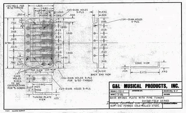 Bass Bridge Plate with Fine Tuners-blueprint