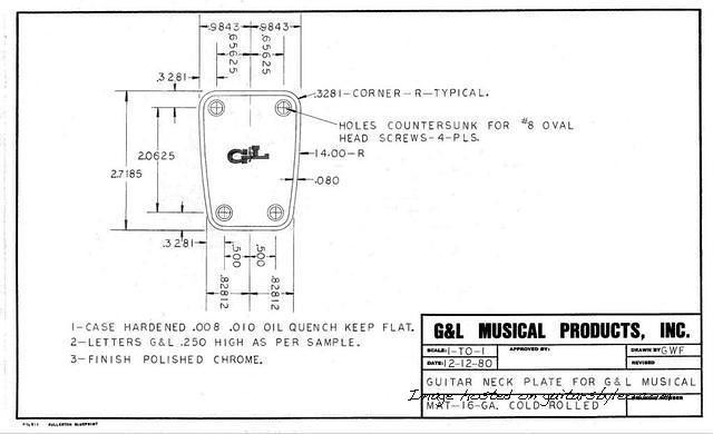 December 12 1980 4-bolt guitar neckplate blueprint