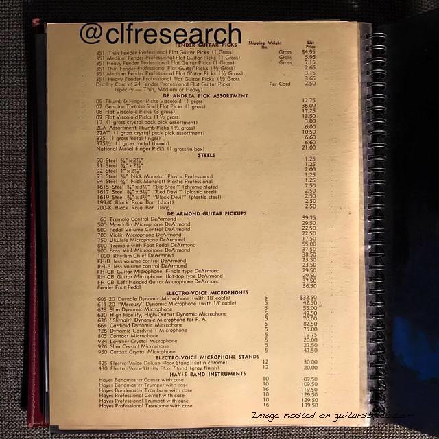 February 1957 Fender Music Sales price list-page 3