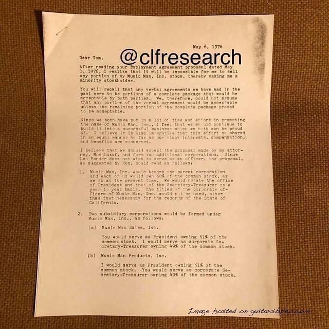 May 6 1976 letter from Forrest White to Tom Walker with copy to Leo-1