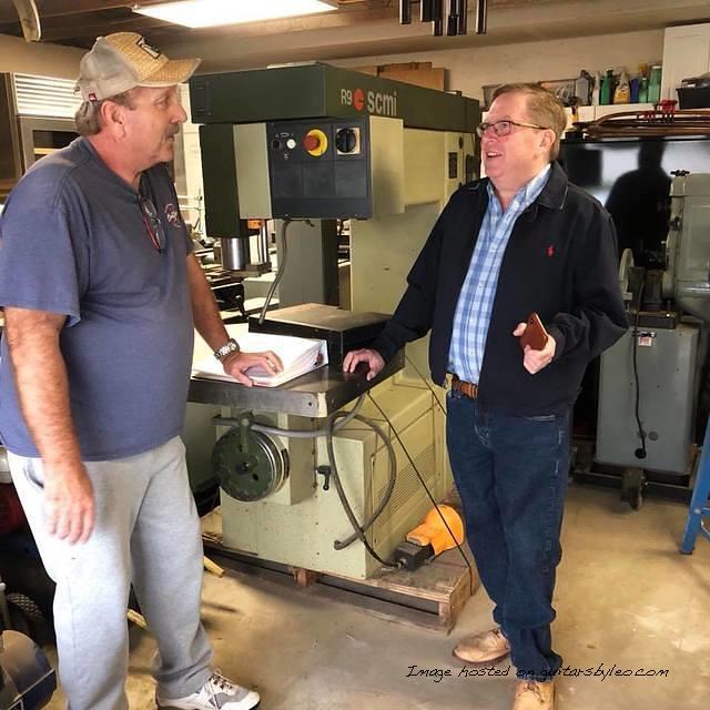 Our new friend Tom on left is a retired cabinet maker who once wanted to make guitars