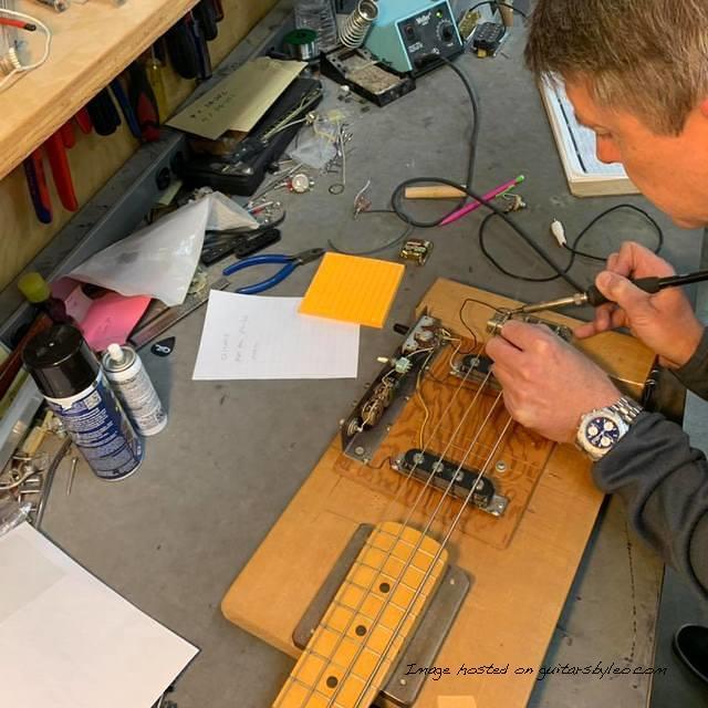 Stopped by G amp L Custom Shop to do some soldering