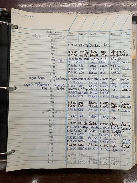 G amp L Factory Log Book-B002131-B002167