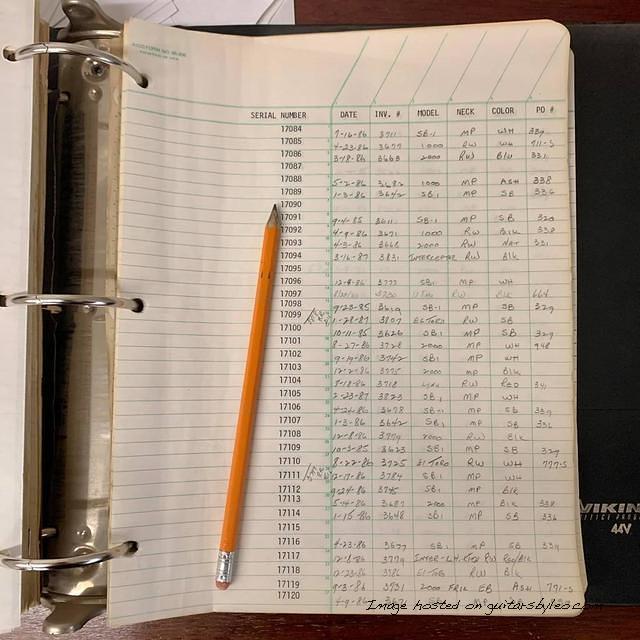 G amp L Factory Log Book-B017084-B017120
