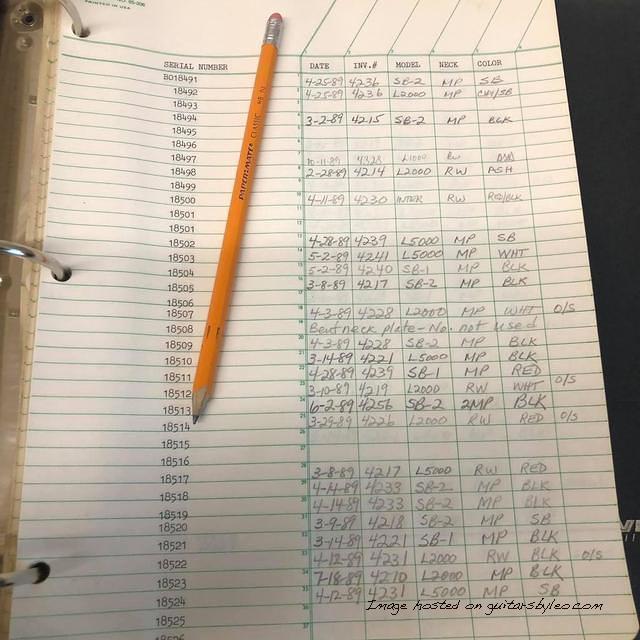 G amp L Factory Log Book-B018491-B018526