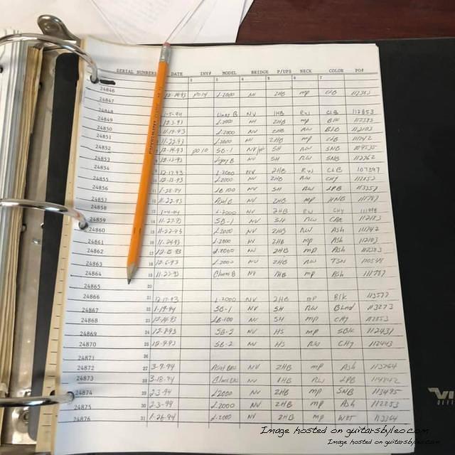 G amp L Factory Log Book-B024846-B024876