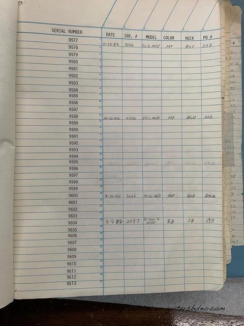 G amp L Factory Log Book-G009577-G009613