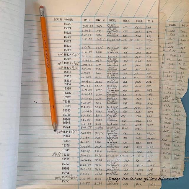 G amp L Factory Log Book-G015320-G015356