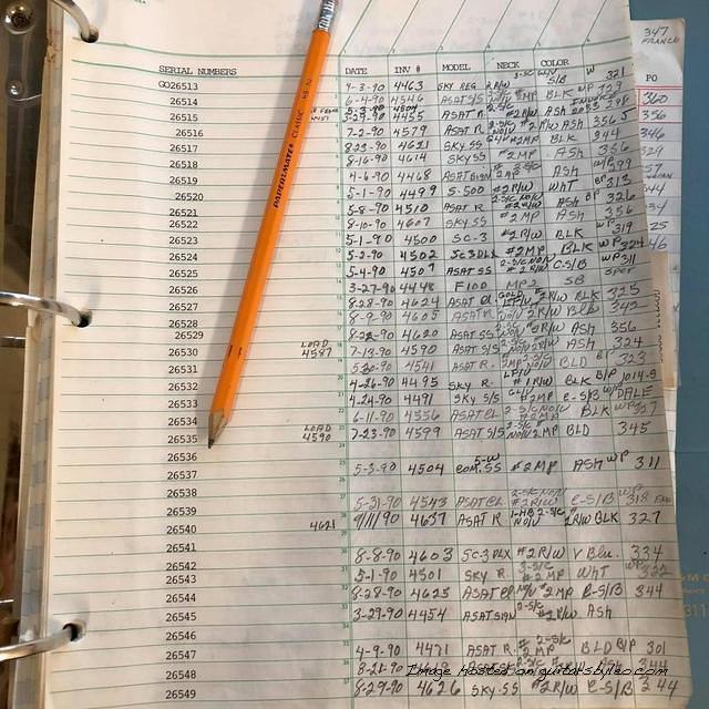 G amp L Factory Log Book-G026513-G026549