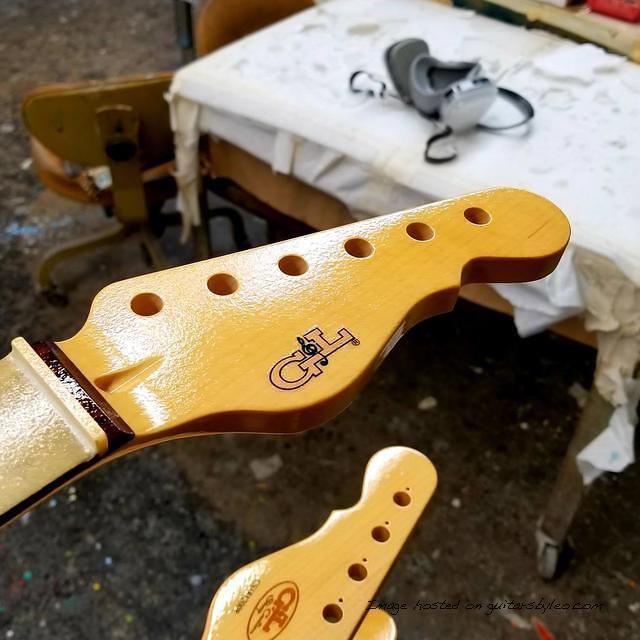 All clear gloss has been applied and now the curing time begins for this batch Andertons Music Co