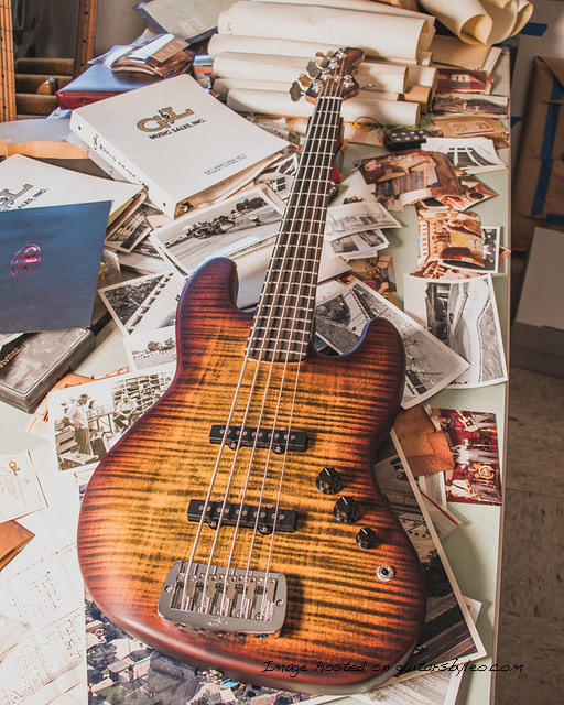 G amp L Custom Shop JB 5 in Old School Tobacco Sunburst Frost-1
