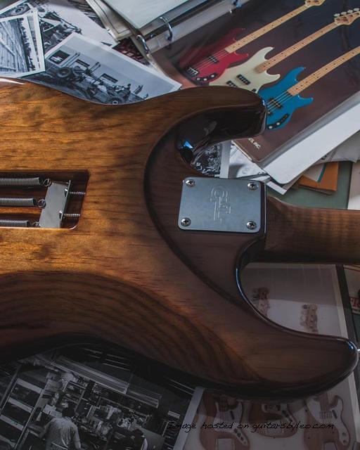 G amp L Custom Shop Legacy HSH in Smoked Caramel over roasted pine-6