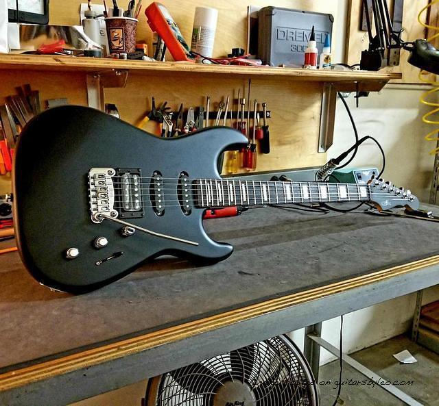 G amp L Custom Shop Legacy HSS RMC in Jet Black Frost
