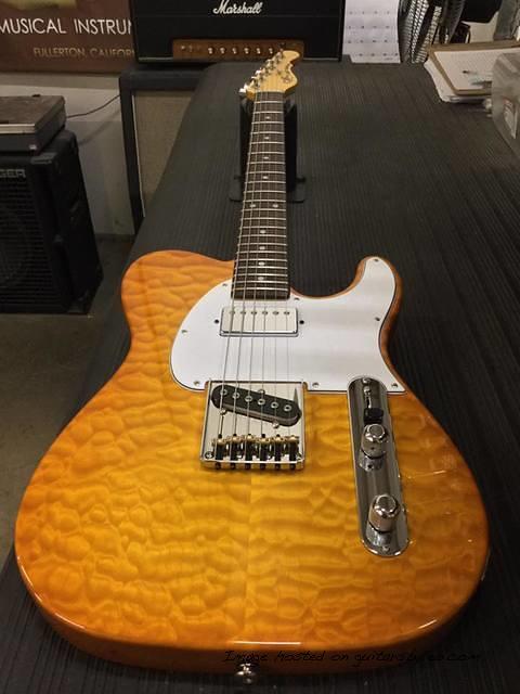 ACBB in Honeyburst over quilt maple on swamp ash