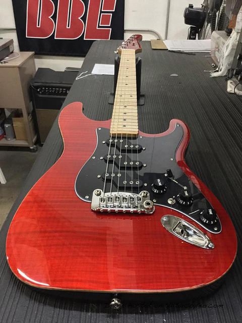 Clear Red Flamed Maple top