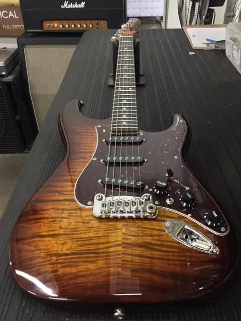 S-500 in Old School Tobacco Sunburst over flame maple on swamp ash