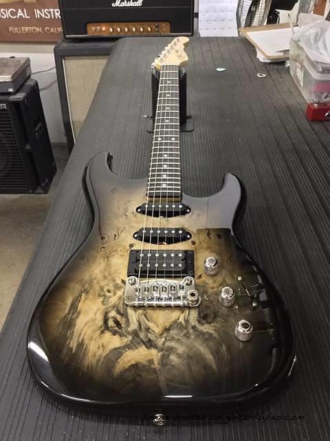 Legacy HSS RMC in Blackburst over Buckeye Burl on swamp ash