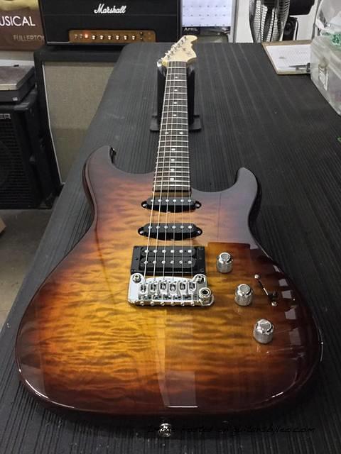 Legacy HSS RMC in Old School Tobacco Sunburst over quilt maple on okoume CLF1702030