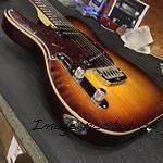 lefty ASAT Special in Old School Tobacco Sunburst over swamp ash wood binding body close up