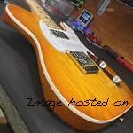 AC BB in Honeyburst on swamp ash top binding-sideview