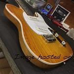 ASAT Special in Honeyburst over a swamp ash top Natural Gloss okoume back body close up