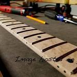 Closeup detail of Birdseye Maple fingerboard on a G amp L Custom Shop ASAT Classic neck