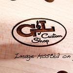 Closeup on Custom Shop logo